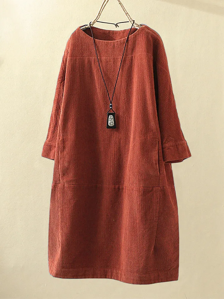 Xaviera | Zeitloses Soft Touch Damen Corduroy Kleid - Image 5