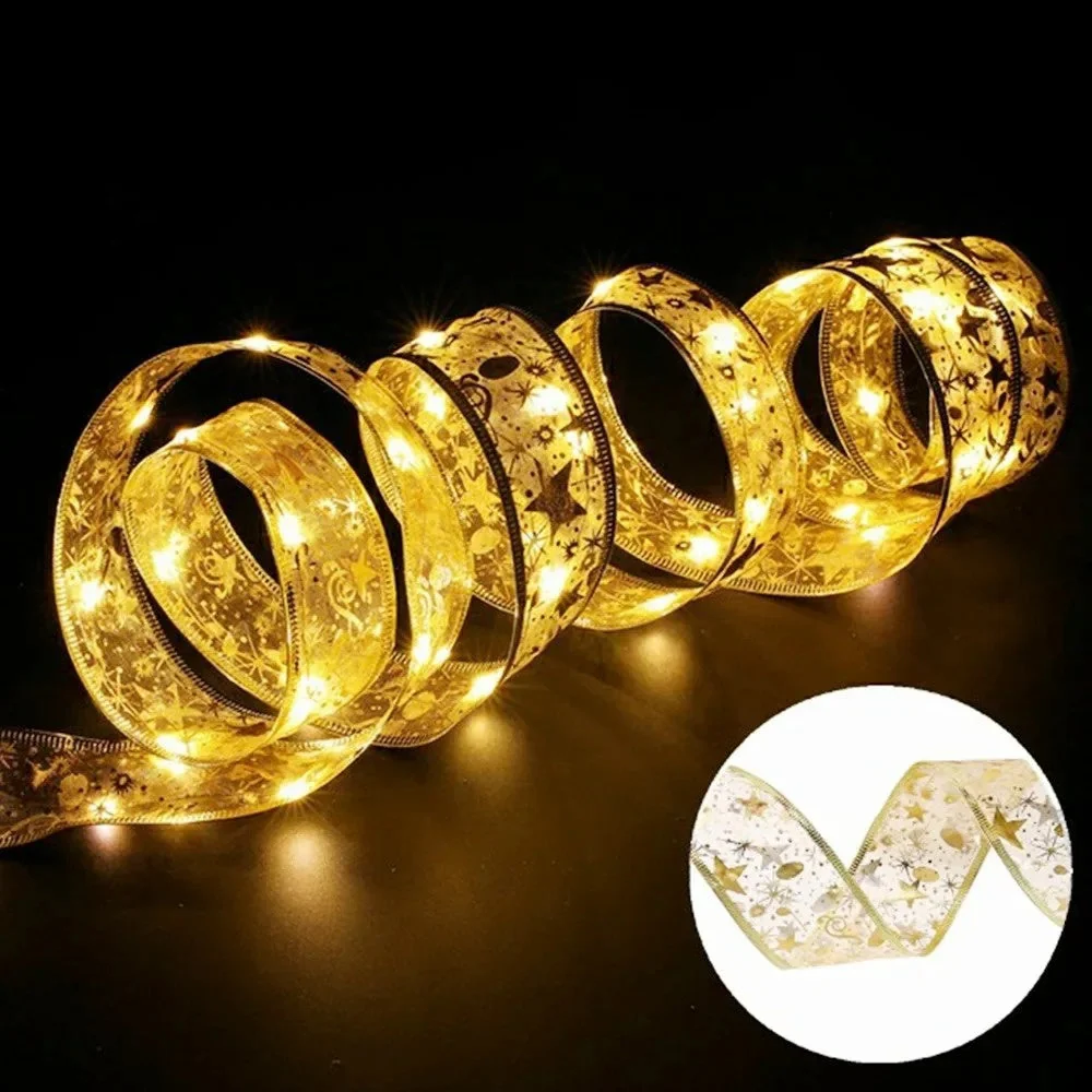 XmasSlinger | LED-Weihnachtsbeleuchtung und Schleifen-Set zur Dekoration