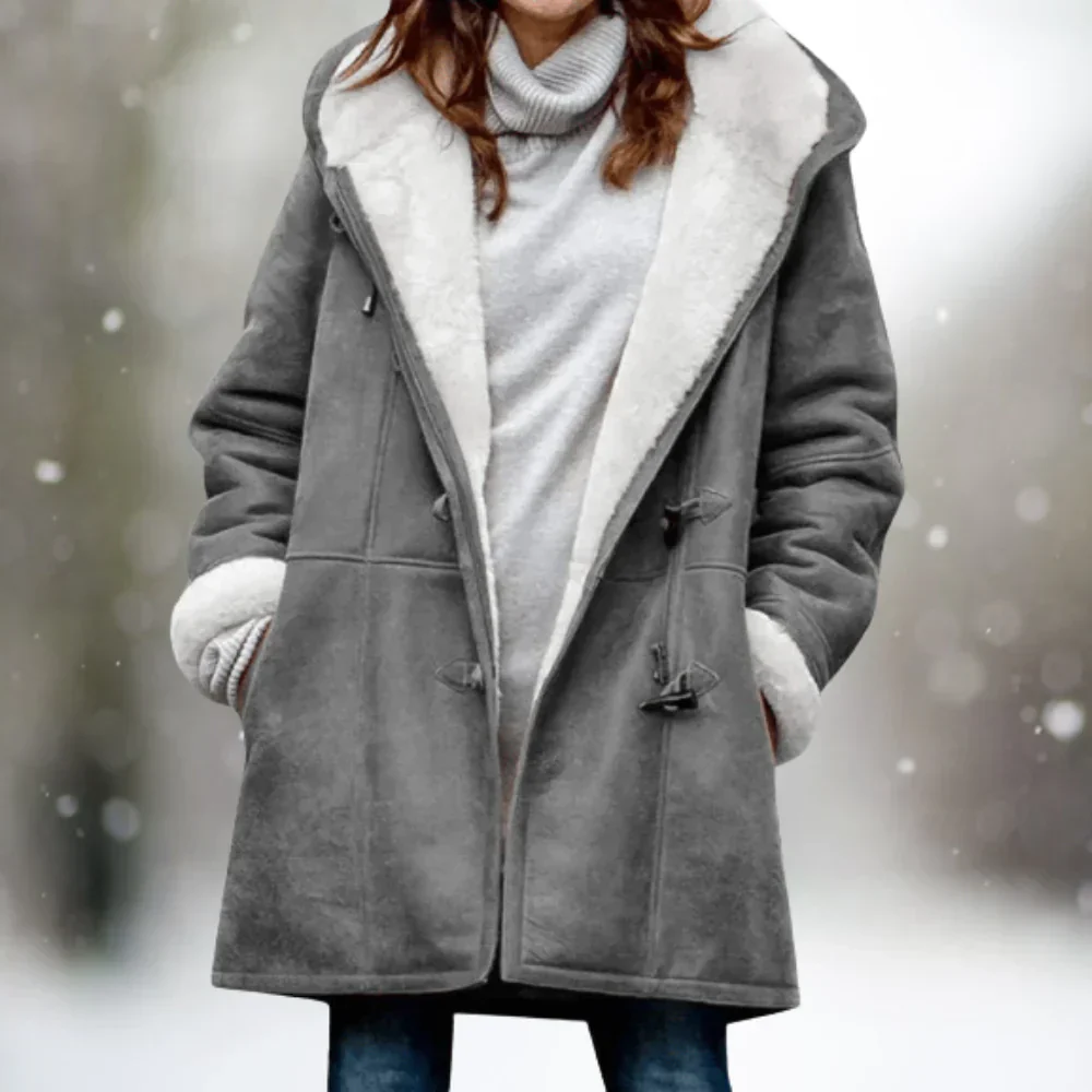 Yarelli - hochwertige fleecejacke aus wildleder mit halblanger kapuze - Image 2