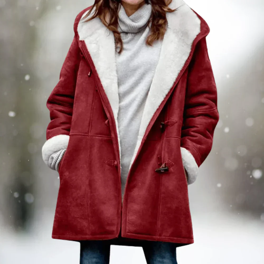 Yarelli - hochwertige fleecejacke aus wildleder mit halblanger kapuze - Image 4
