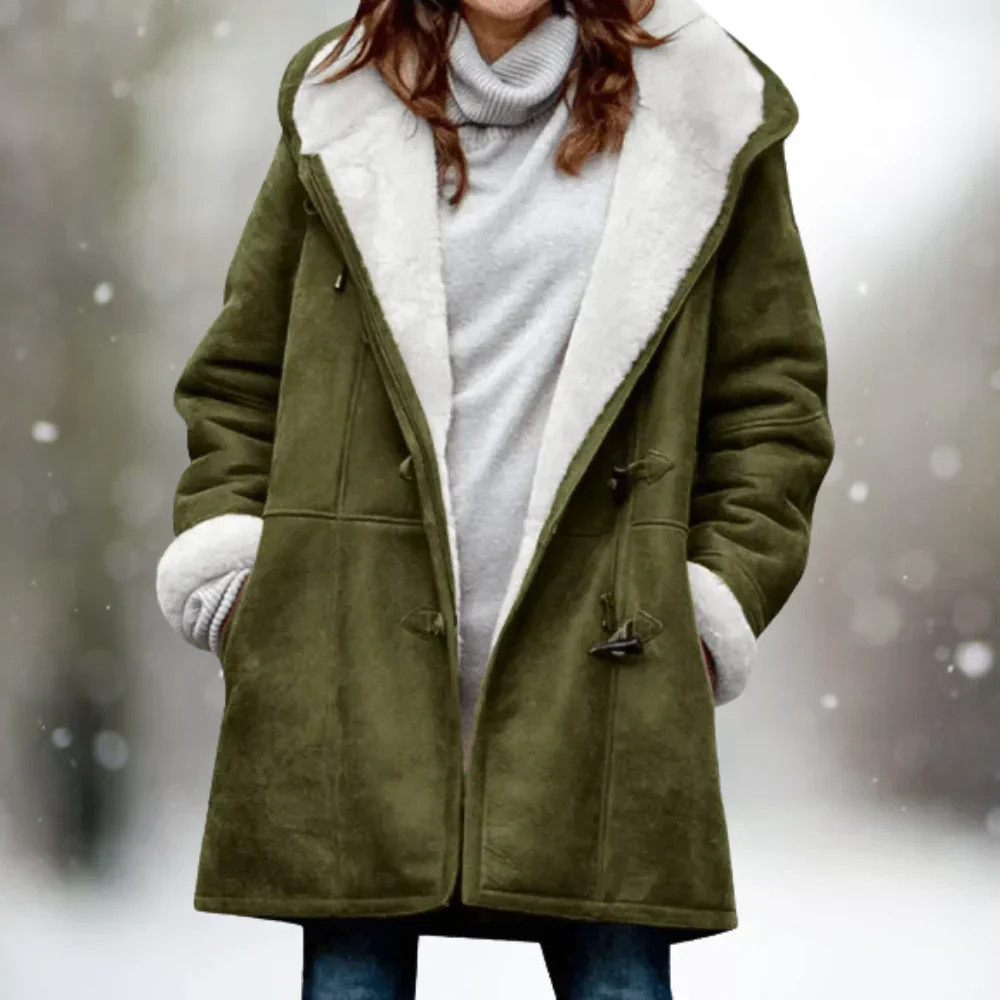 Yarelli - hochwertige fleecejacke aus wildleder mit halblanger kapuze - Image 5