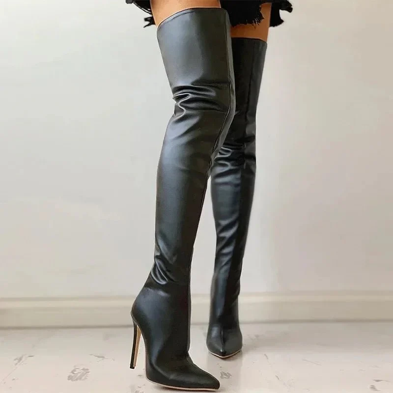 Yassi Oberschenkelhohe Stiletto-Stiefel - Image 3