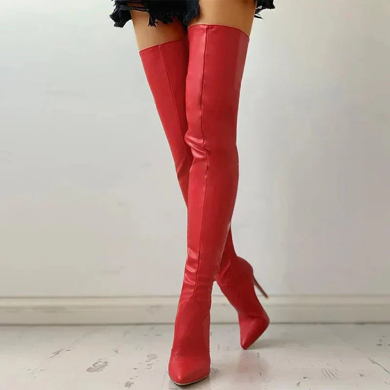 Yassi Oberschenkelhohe Stiletto-Stiefel - Image 4