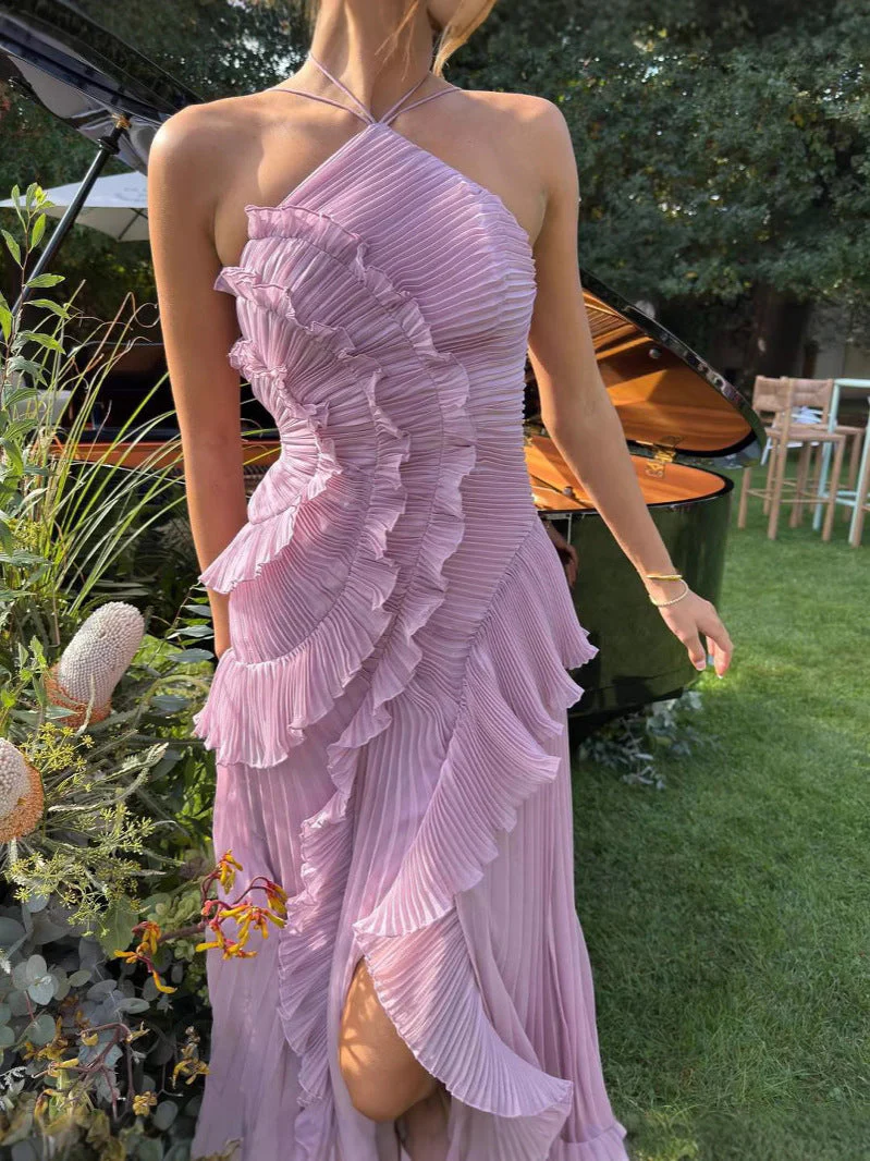 Yuna | Pailletten Maxikleid V-Ausschnitt Halterneck Abendkleid - Image 6