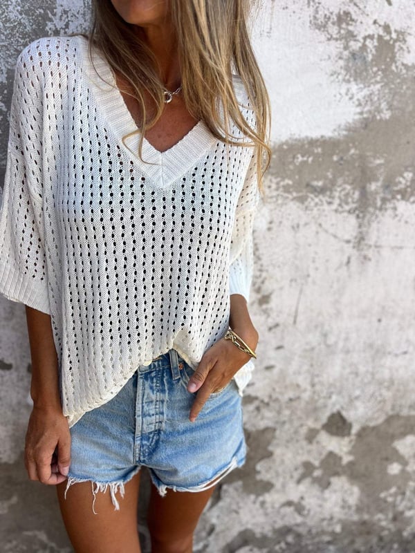 Yvette Hohle Bluse mit V-Ausschnitt