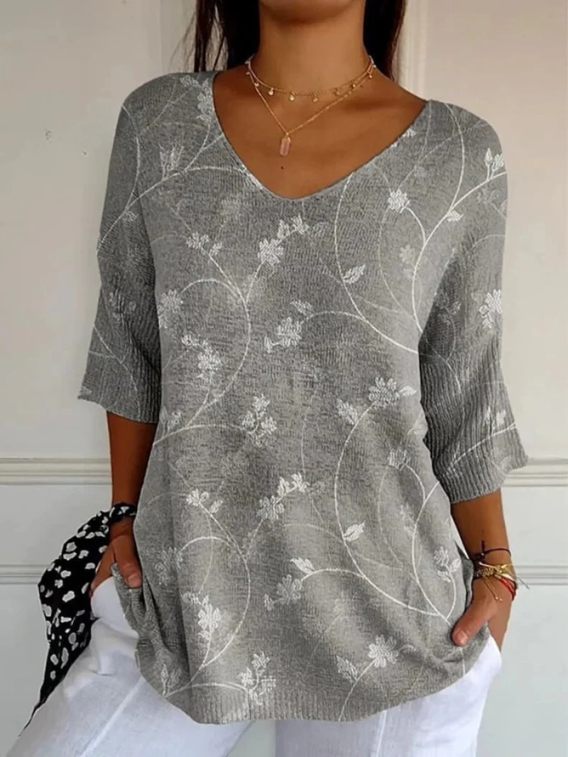 Yvonne-Marie® | Damen Vintage Floral Art Casual Pullover Strick