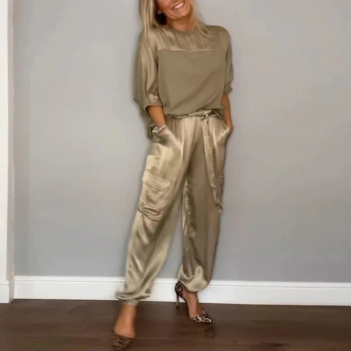 ZITA - SATIN SET UND CARGO-HOSE