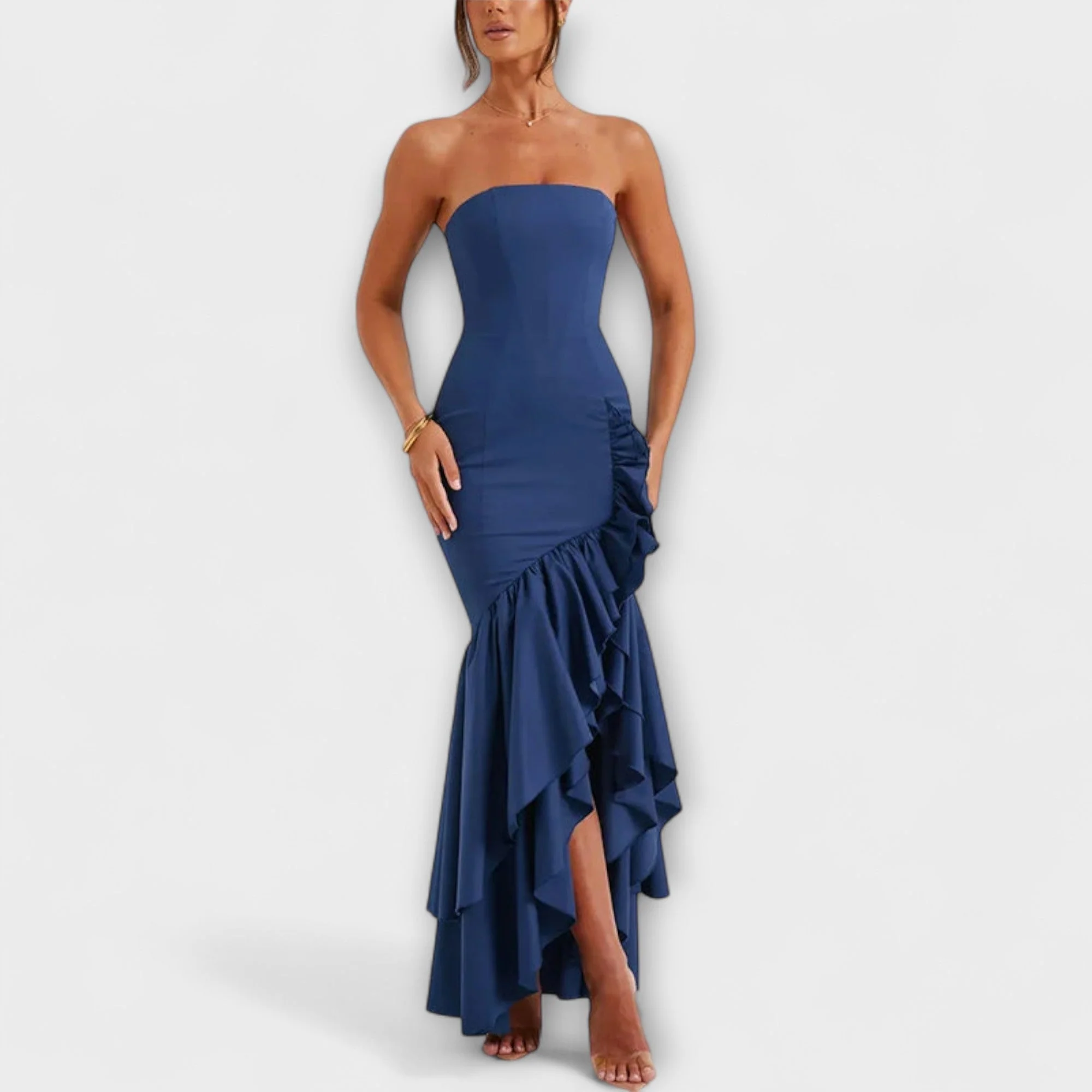 Zuri - Asymmetrisches Off-Shoulder Maxi-Kleid in Slim Fit - Image 10