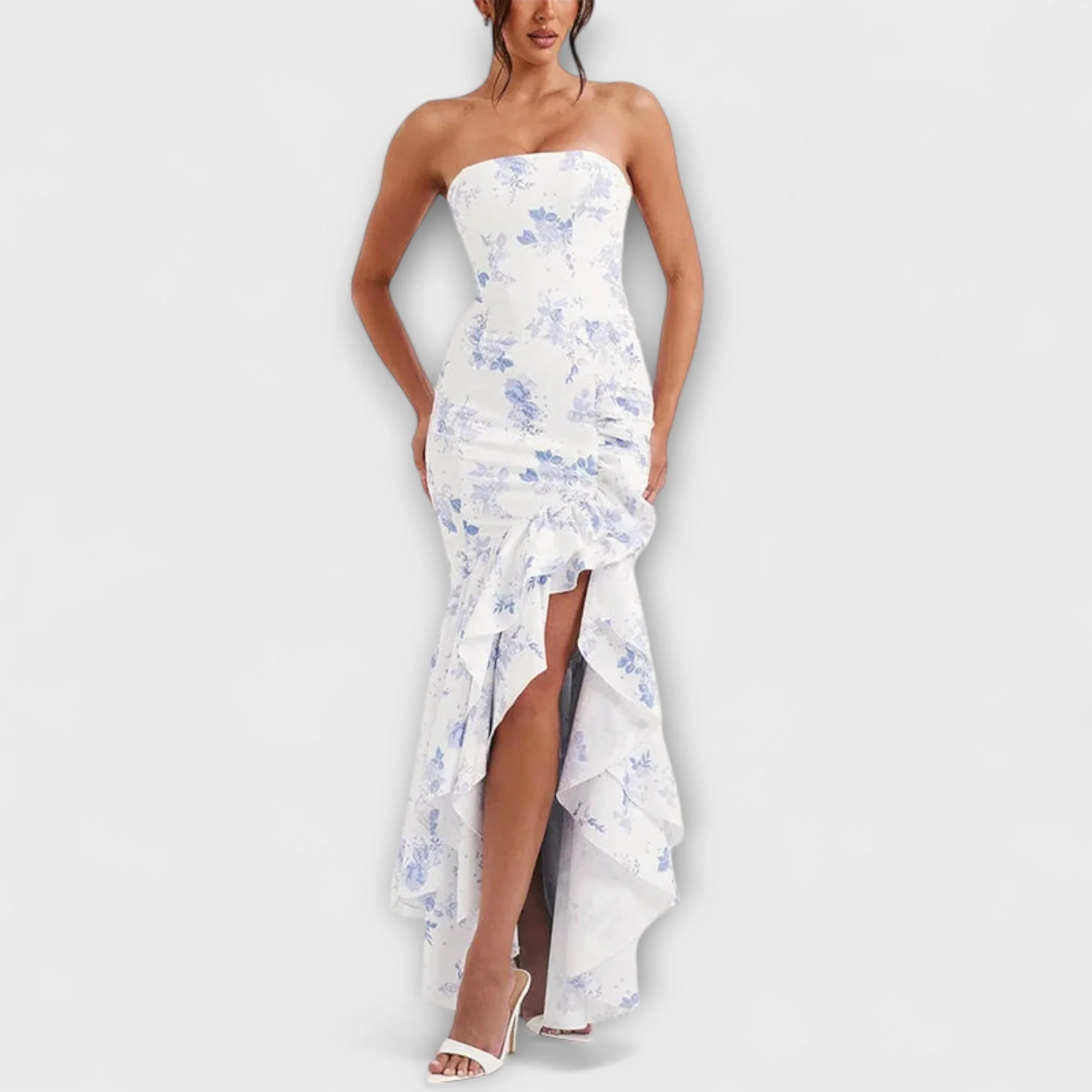 Zuri - Asymmetrisches Off-Shoulder Maxi-Kleid in Slim Fit - Image 5