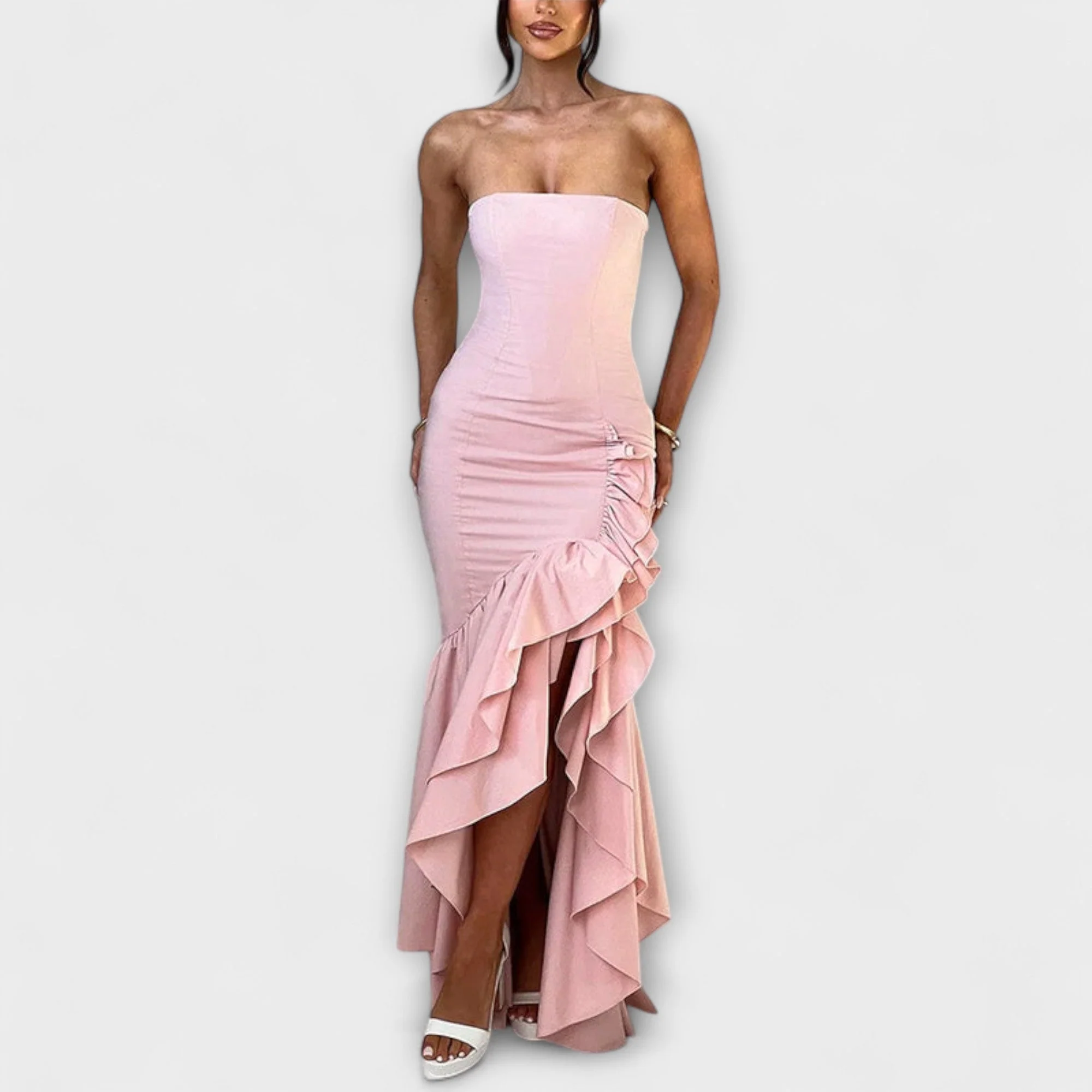 Zuri - Asymmetrisches Off-Shoulder Maxi-Kleid in Slim Fit - Image 9