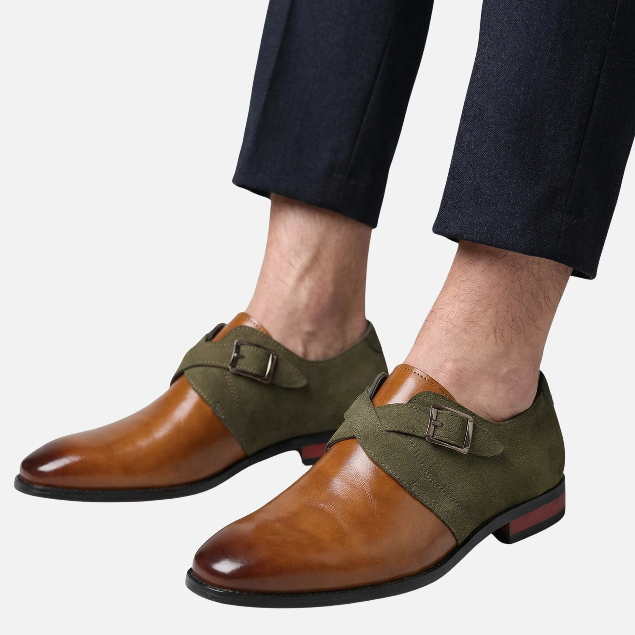 Stefan | Herren Zweifarbige Monkstrap-Schuhe Leder Wildleder – Monkstrap Business - Image 3