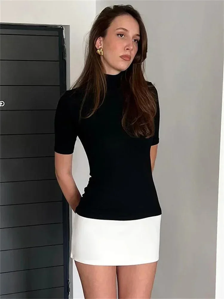 Zelda | Damen Zweifarbiges Sommerkleid Rollkragen – Colorblock Kleid Rollkragen 2026
