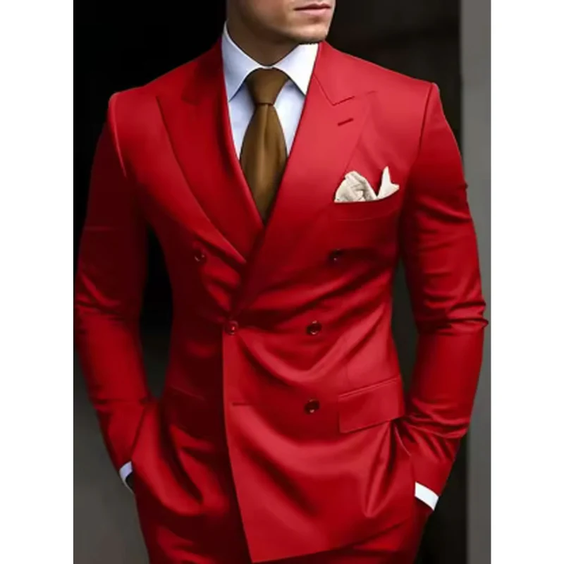 Zweireihiger Herren mit Sechs Knöpfen Hochzeitsgast Anzug | Elegant - Image 3