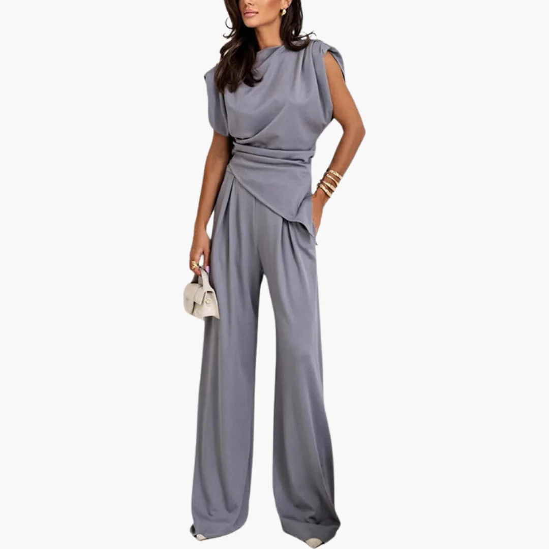 Zweiteiler Damen - Eleganter Hosenanzug mit weitem Bein