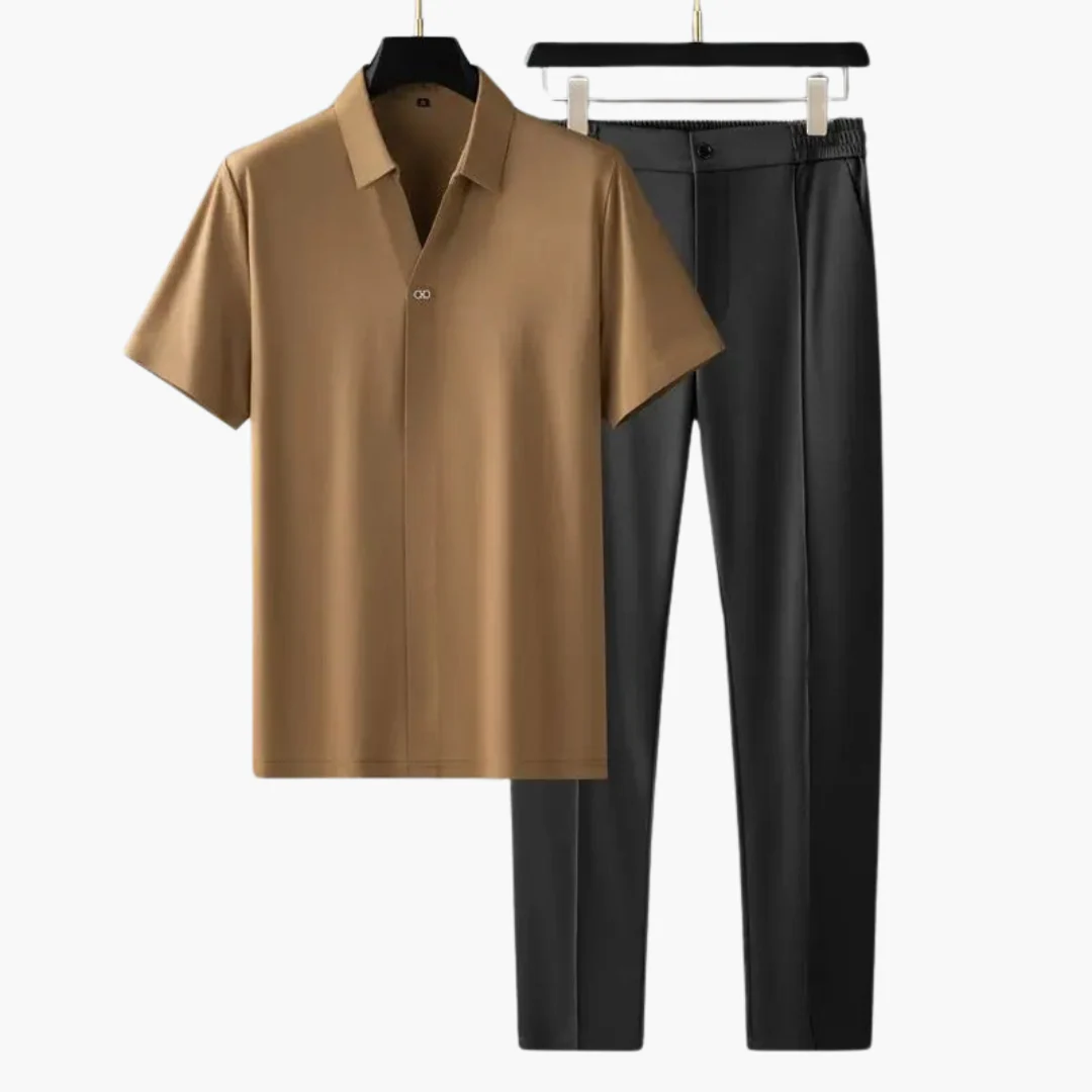 Zweiteiler Set für Herren – Kurzarmshirt mit Stoffhose - Image 4
