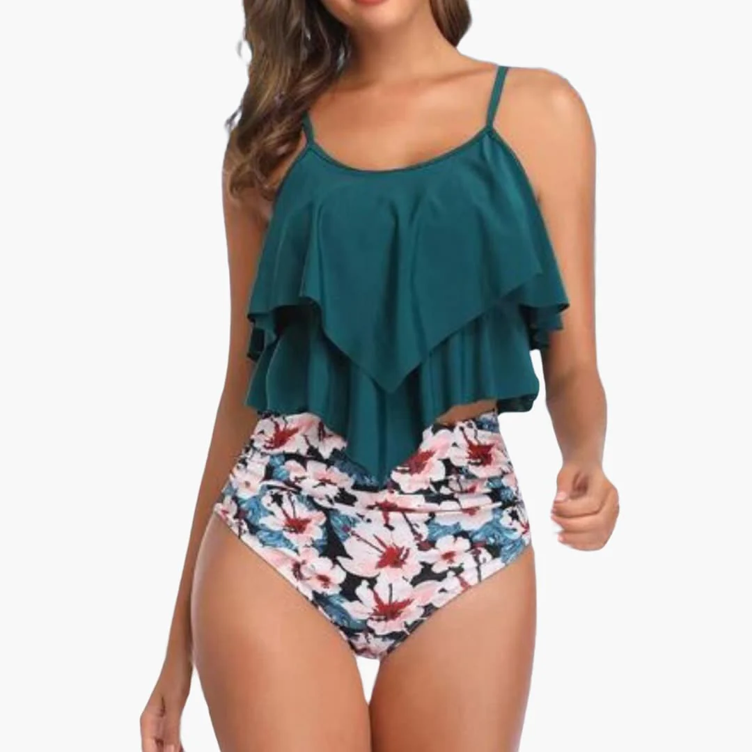 Zweiteiliger Damen - Tankini mit Volant und Bauchkontrolle - Image 3
