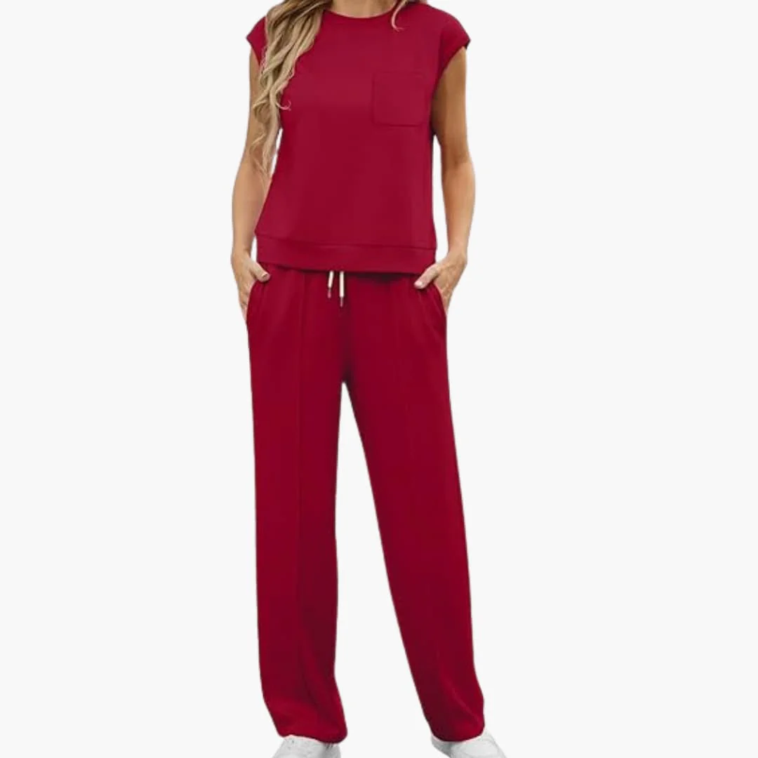 Zweiteiliges Sommer Set für Damen mit Kappärmeln und Taschen - Image 4