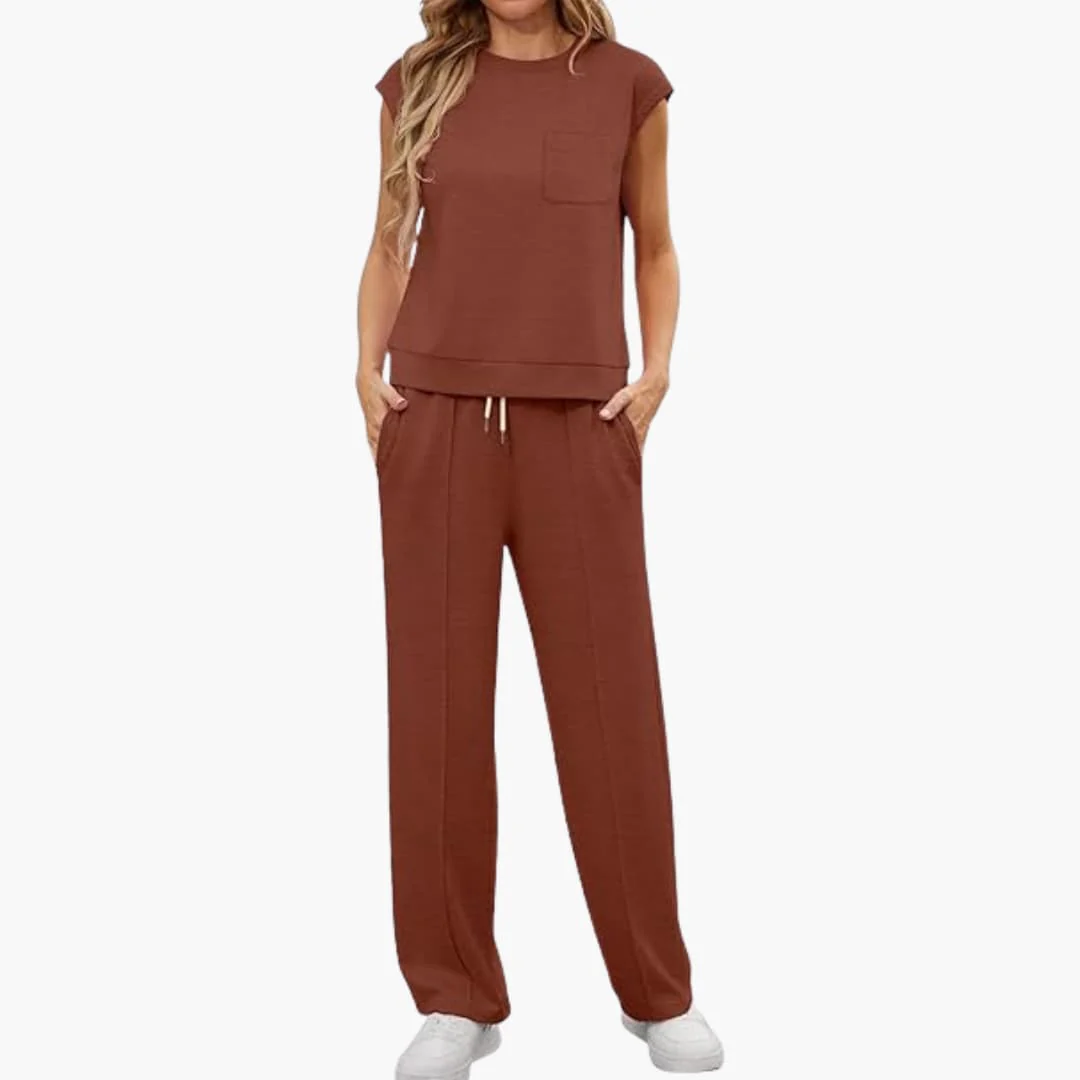 Zweiteiliges Sommer Set für Damen mit Kappärmeln und Taschen - Image 8